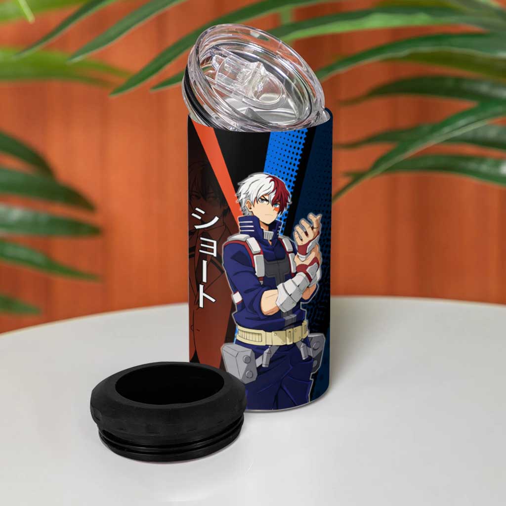 Shoto Todoroki Half-Cold Half-Hot 4 in 1 Can Cooler Tumbler Japanese Comic Book Style