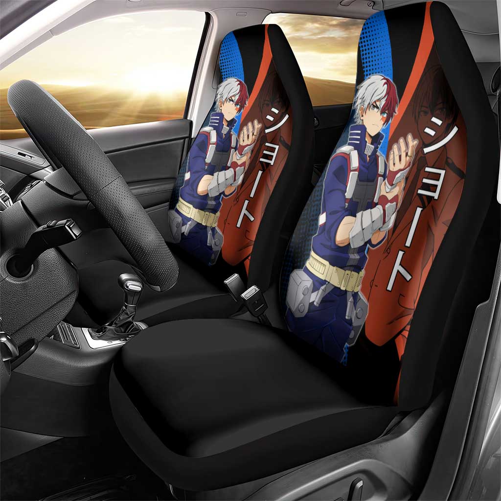 Shoto Todoroki Half-Cold Half-Hot Car Seat Cover Japanese Comic Book Style