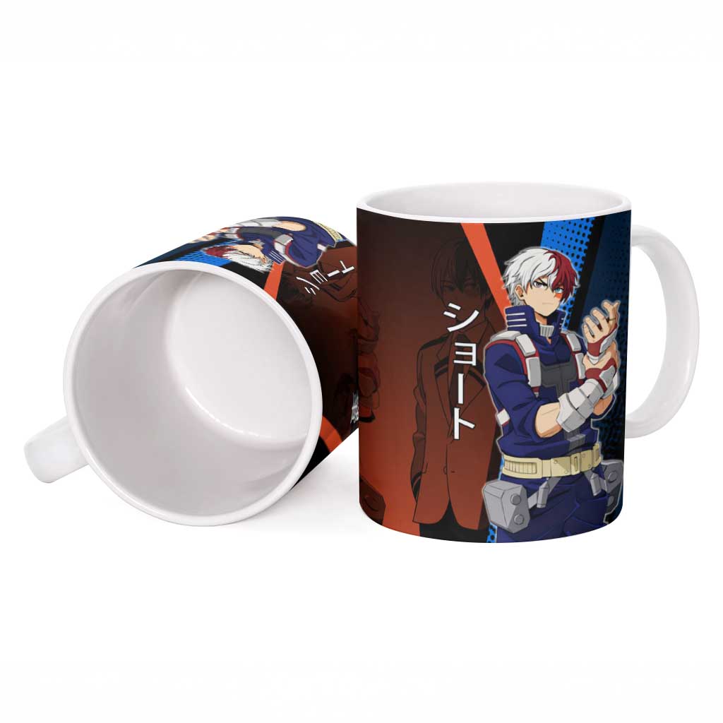 Shoto Todoroki Half-Cold Half-Hot Ceramic Mug Japanese Comic Book Style