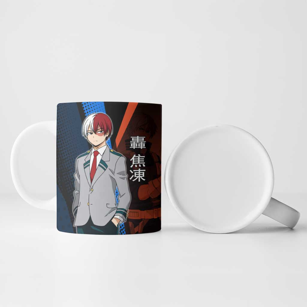 Shoto Todoroki Half-Cold Half-Hot Ceramic Mug Japanese Comic Book Style