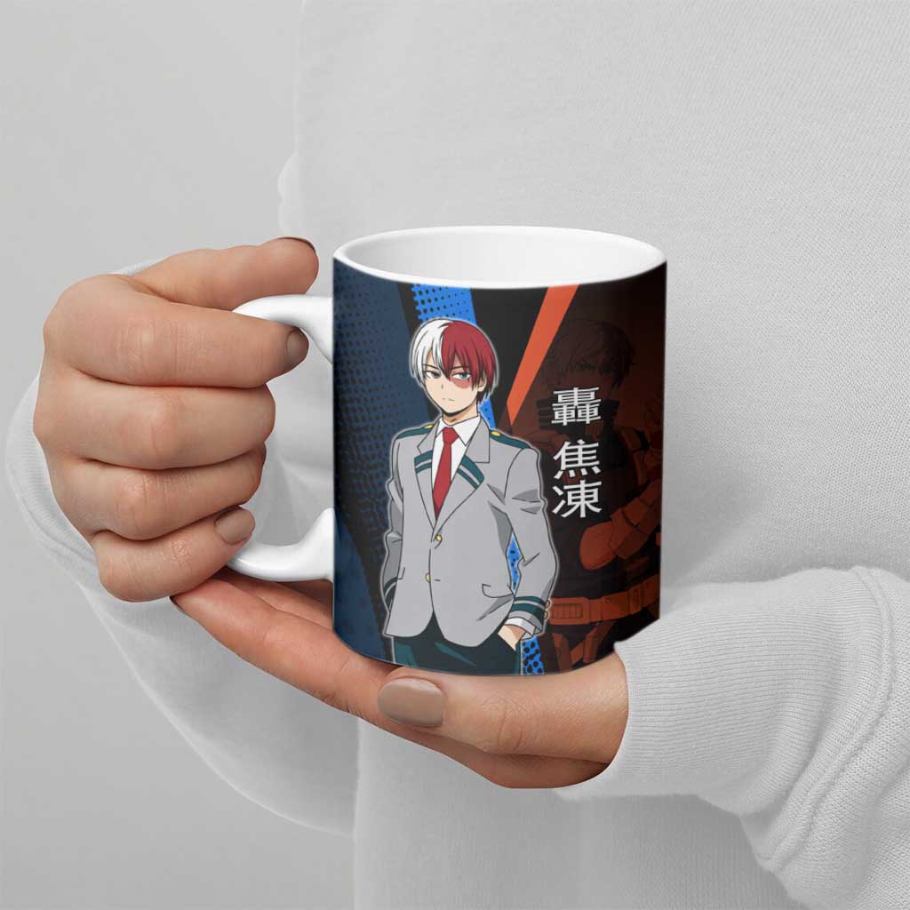 Shoto Todoroki Half-Cold Half-Hot Ceramic Mug Japanese Comic Book Style