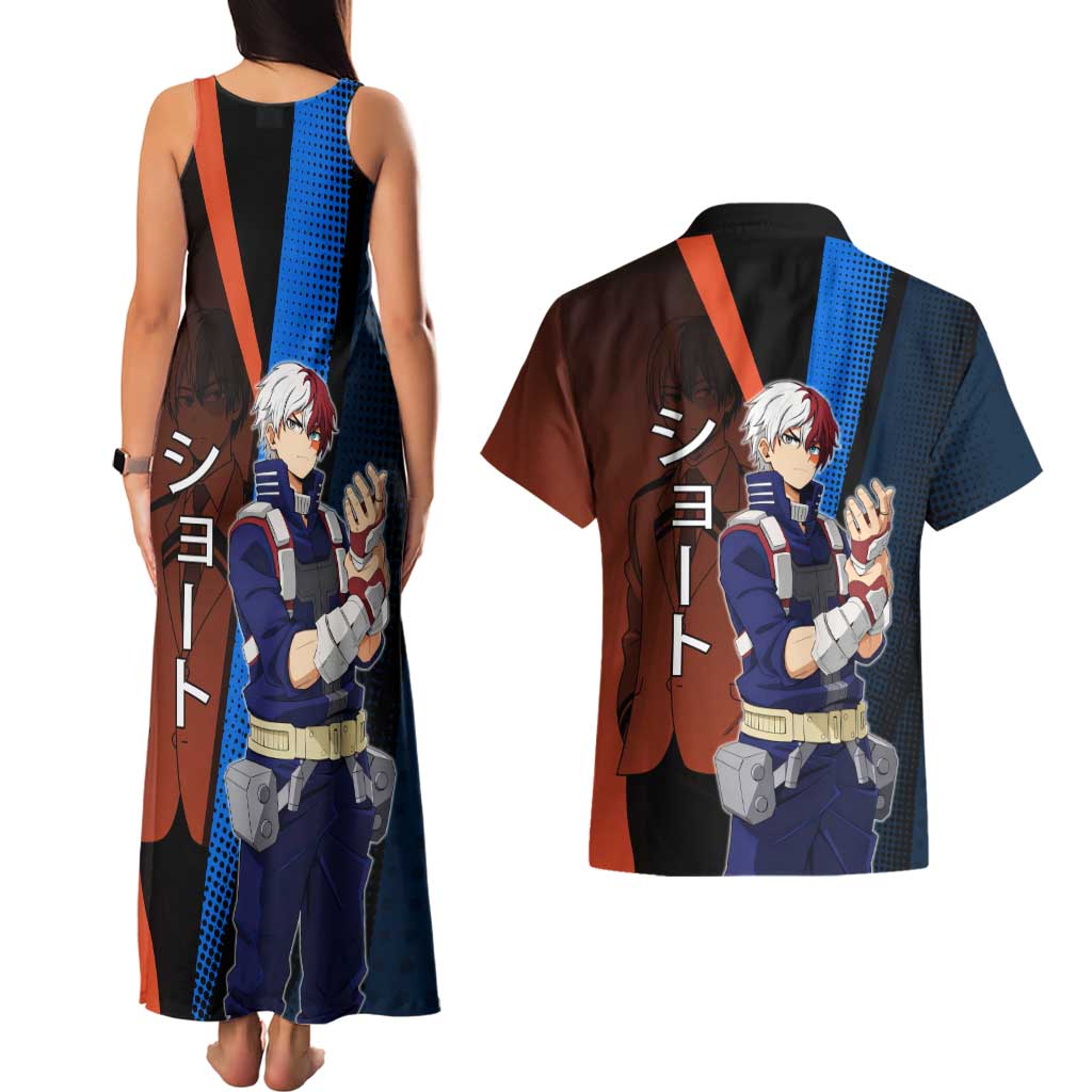 Shoto Todoroki Half-Cold Half-Hot Couples Matching Tank Maxi Dress and Hawaiian Shirt Japanese Comic Book Style