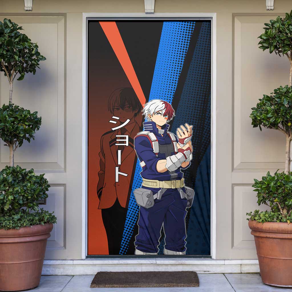 Shoto Todoroki Half-Cold Half-Hot Door Cover Japanese Comic Book Style