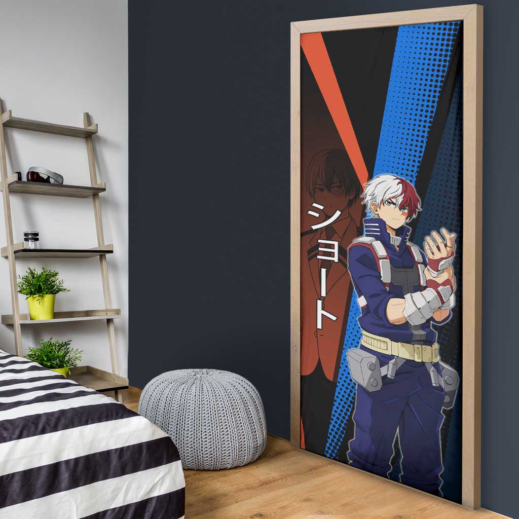Shoto Todoroki Half-Cold Half-Hot Door Cover Japanese Comic Book Style