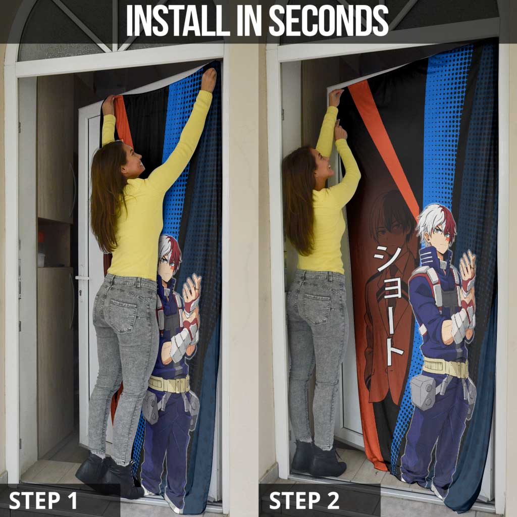 Shoto Todoroki Half-Cold Half-Hot Door Cover Japanese Comic Book Style