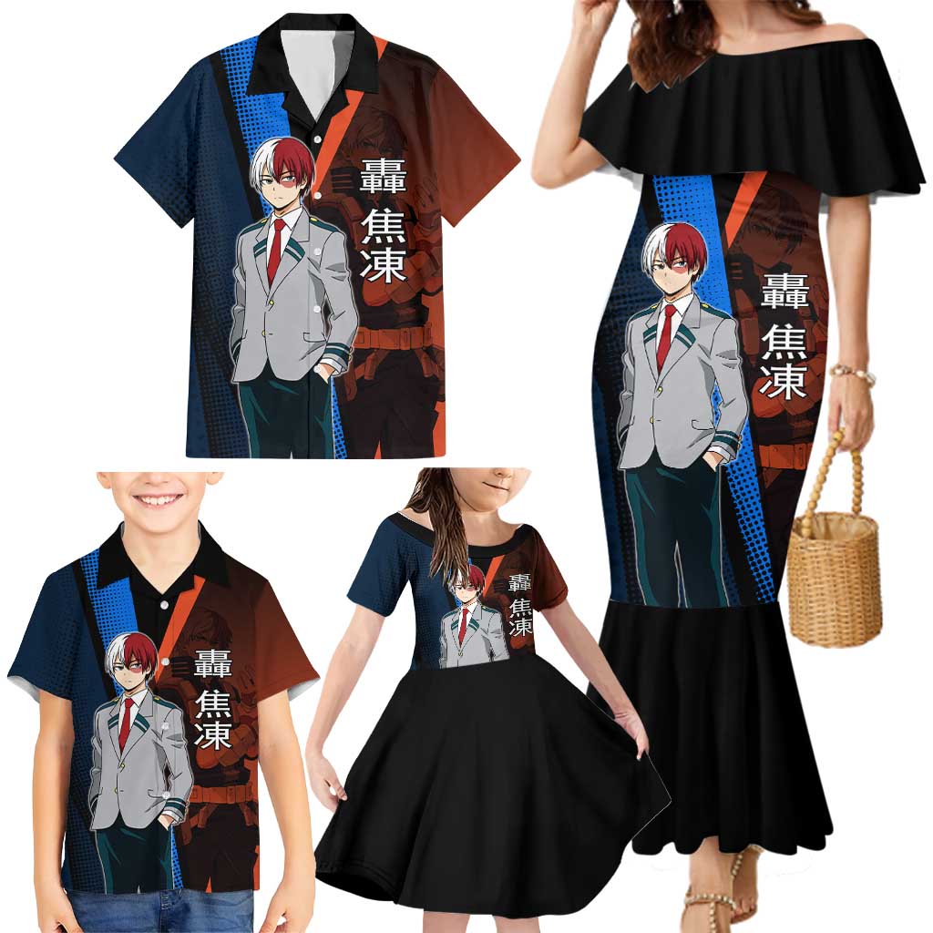 Shoto Todoroki Half-Cold Half-Hot Family Matching Mermaid Dress and Hawaiian Shirt Japanese Comic Book Style