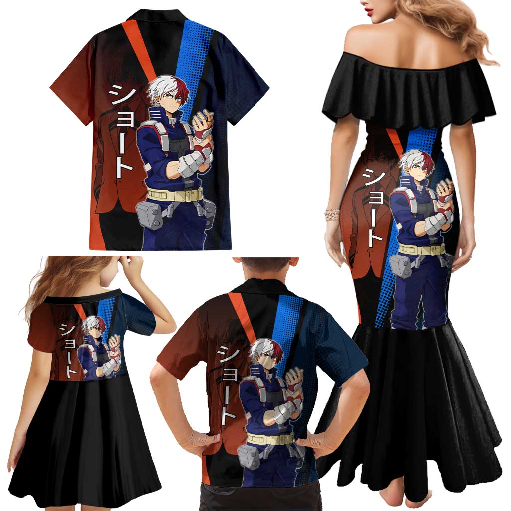 Shoto Todoroki Half-Cold Half-Hot Family Matching Mermaid Dress and Hawaiian Shirt Japanese Comic Book Style