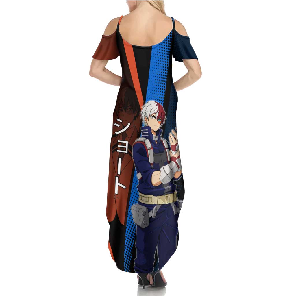 Shoto Todoroki Half-Cold Half-Hot Family Matching Summer Maxi Dress and Hawaiian Shirt Japanese Comic Book Style