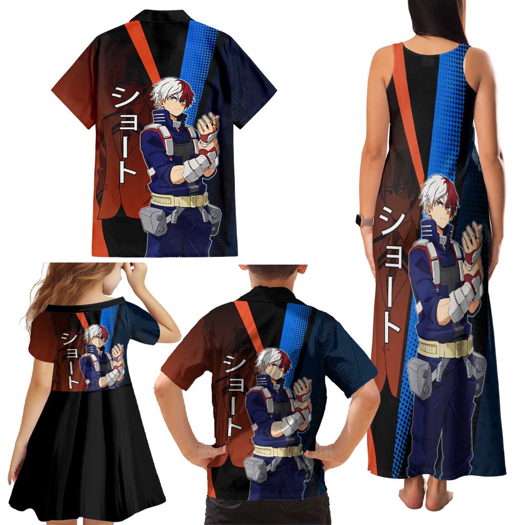 Shoto Todoroki Half-Cold Half-Hot Family Matching Tank Maxi Dress and Hawaiian Shirt Japanese Comic Book Style