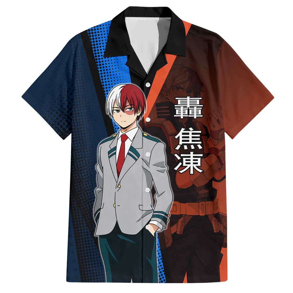 Shoto Todoroki Half-Cold Half-Hot Hawaiian Shirt Japanese Comic Book Style