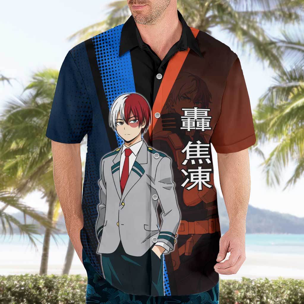 Shoto Todoroki Half-Cold Half-Hot Hawaiian Shirt Japanese Comic Book Style