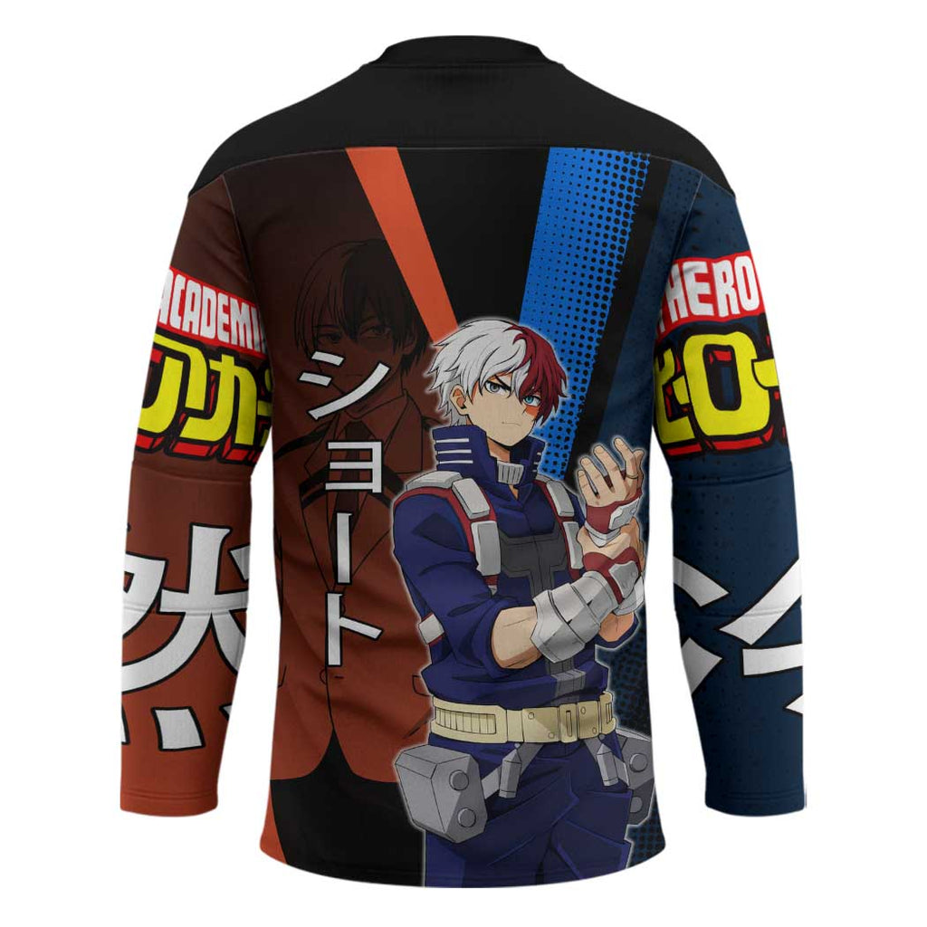 Shoto Todoroki Half-Cold Half-Hot Hockey Jersey Japanese Comic Book Style