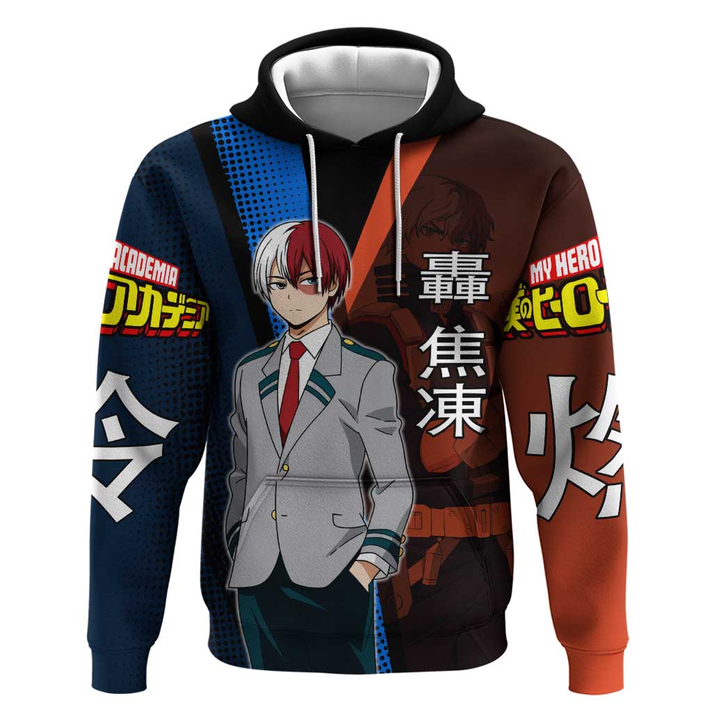 Shoto Todoroki Half-Cold Half-Hot Hoodie Japanese Comic Book Style