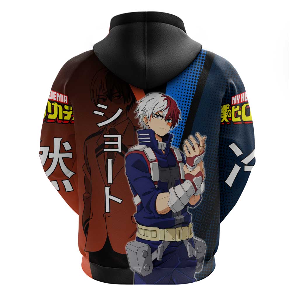 Shoto Todoroki Half-Cold Half-Hot Hoodie Japanese Comic Book Style