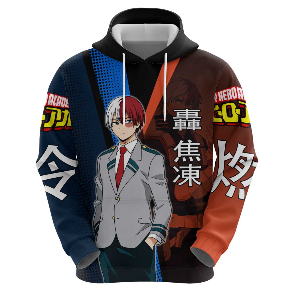 Shoto Todoroki Half-Cold Half-Hot Hoodie Japanese Comic Book Style