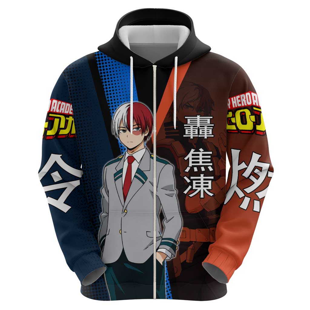 Shoto Todoroki Half-Cold Half-Hot Hoodie Japanese Comic Book Style