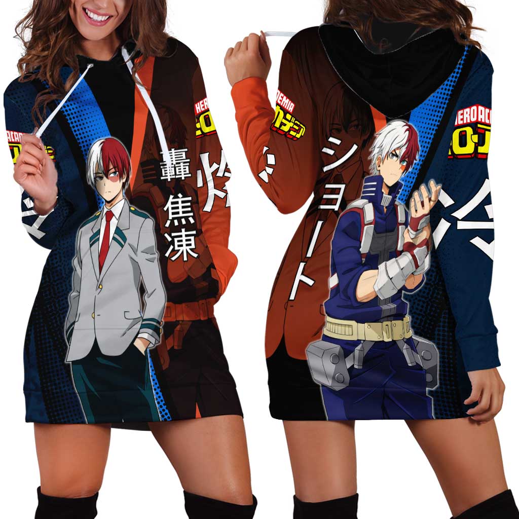 Shoto Todoroki Half-Cold Half-Hot Hoodie Dress Japanese Comic Book Style