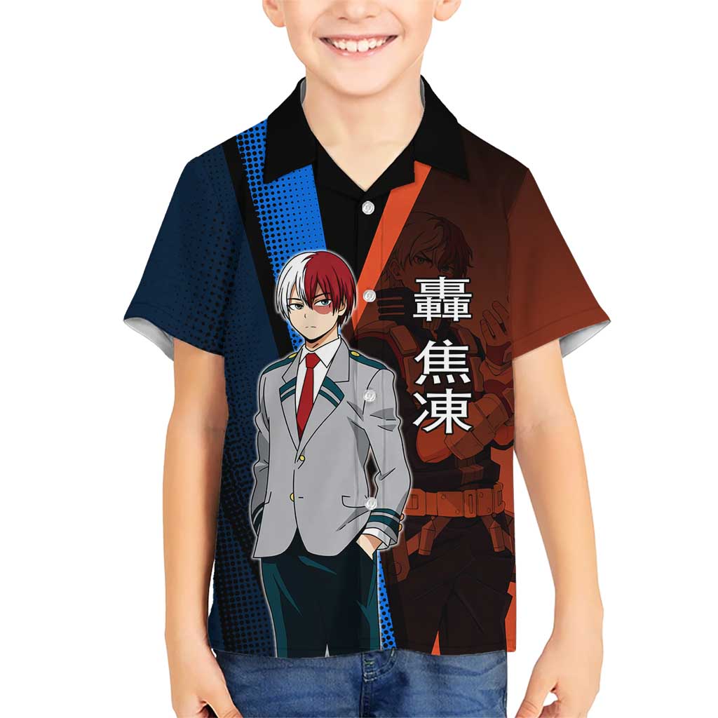 Shoto Todoroki Half-Cold Half-Hot Kid Hawaiian Shirt Japanese Comic Book Style