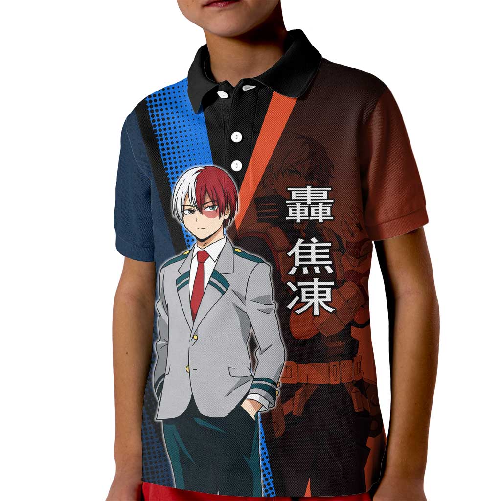 Shoto Todoroki Half-Cold Half-Hot Kid Polo Shirt Japanese Comic Book Style