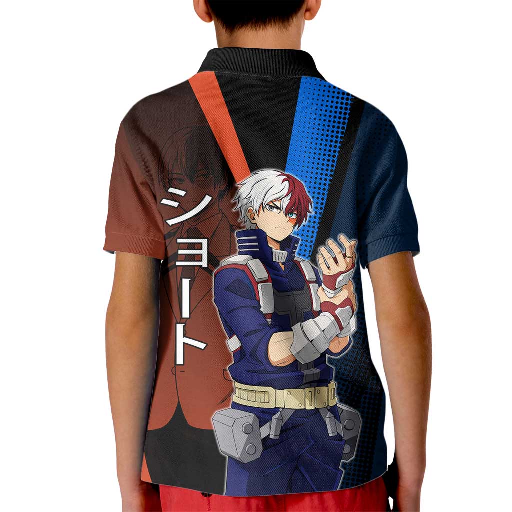Shoto Todoroki Half-Cold Half-Hot Kid Polo Shirt Japanese Comic Book Style