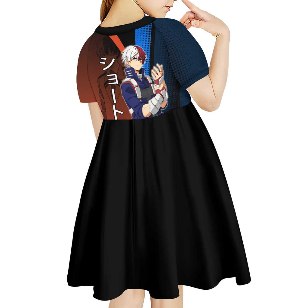 Shoto Todoroki Half-Cold Half-Hot Kid Short Sleeve Dress Japanese Comic Book Style