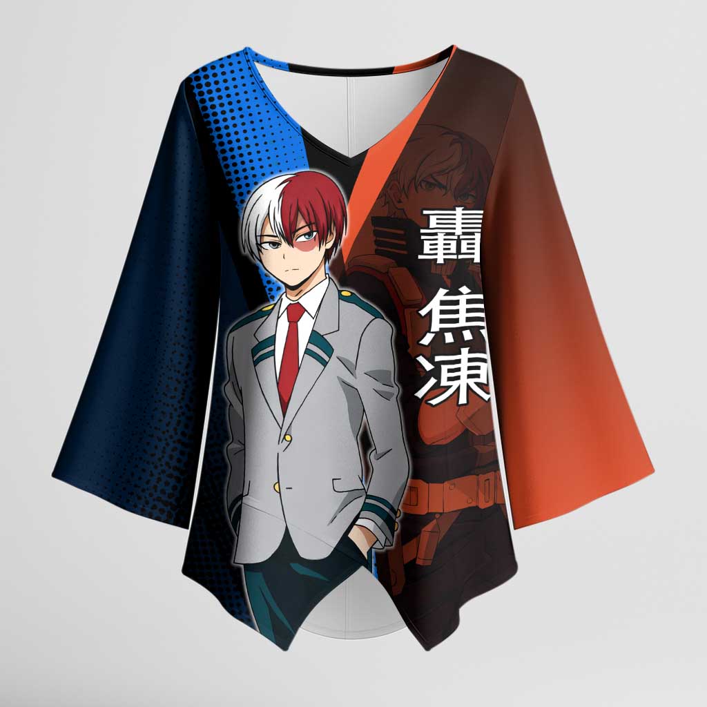 Shoto Todoroki Half-Cold Half-Hot Kimono Sleeve Blouse Japanese Comic Book Style