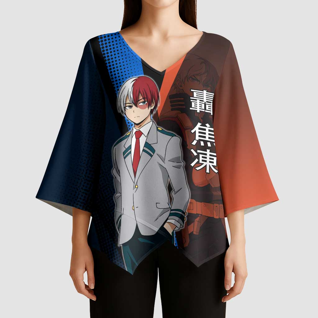 Shoto Todoroki Half-Cold Half-Hot Kimono Sleeve Blouse Japanese Comic Book Style