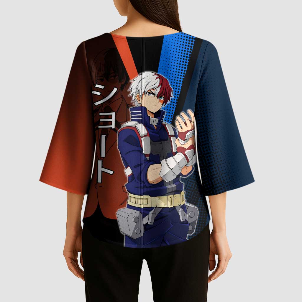 Shoto Todoroki Half-Cold Half-Hot Kimono Sleeve Blouse Japanese Comic Book Style