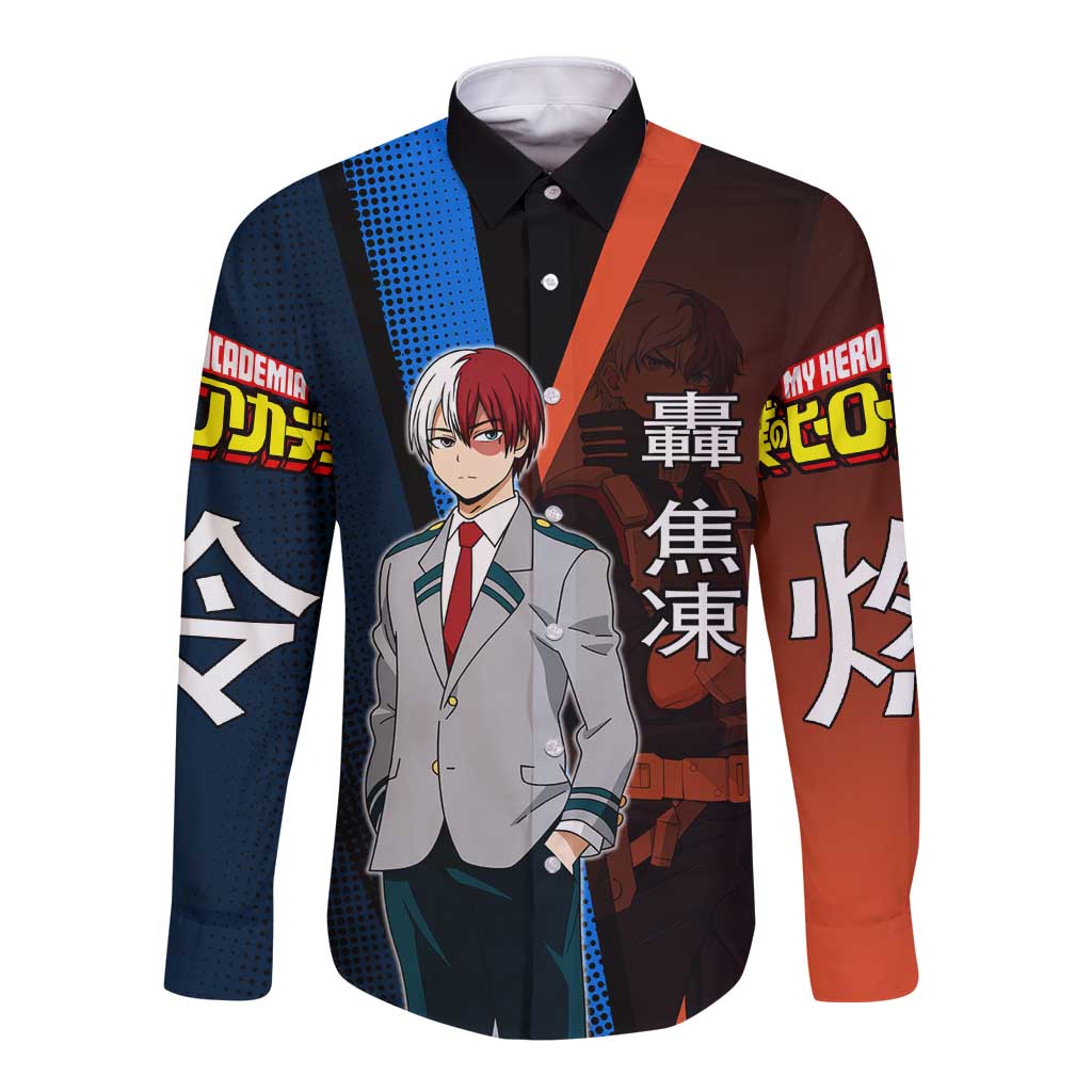 Shoto Todoroki Half-Cold Half-Hot Long Sleeve Button Shirt Japanese Comic Book Style