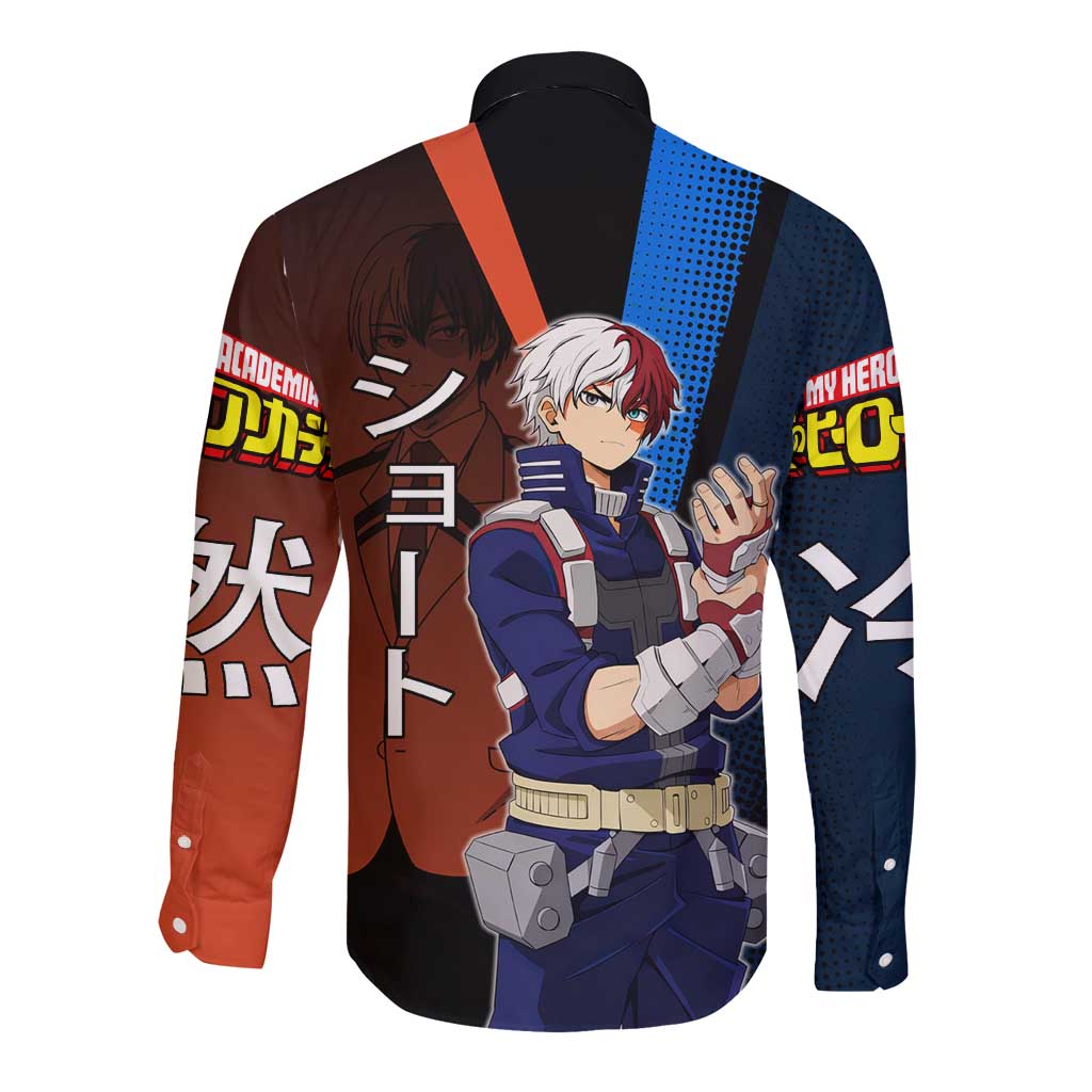Shoto Todoroki Half-Cold Half-Hot Long Sleeve Button Shirt Japanese Comic Book Style