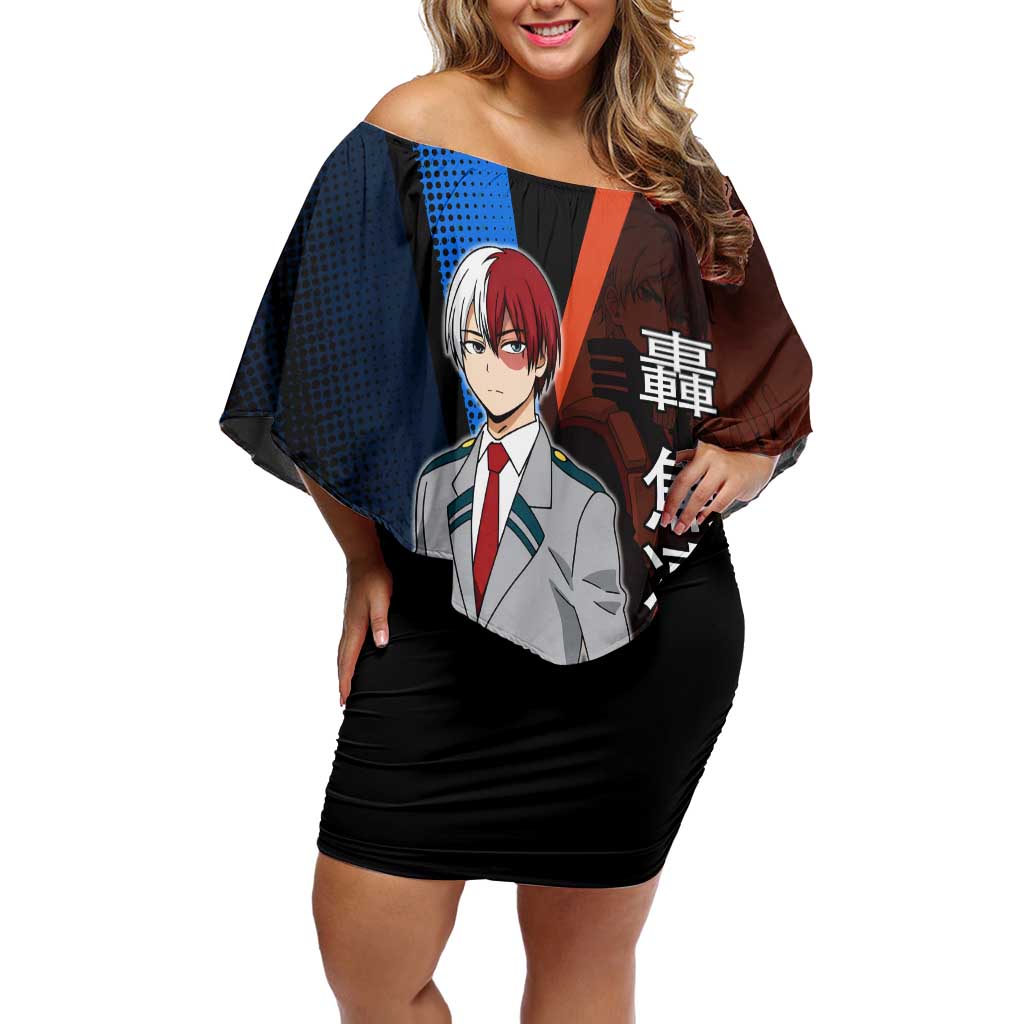 Shoto Todoroki Half-Cold Half-Hot Off Shoulder Short Dress Japanese Comic Book Style