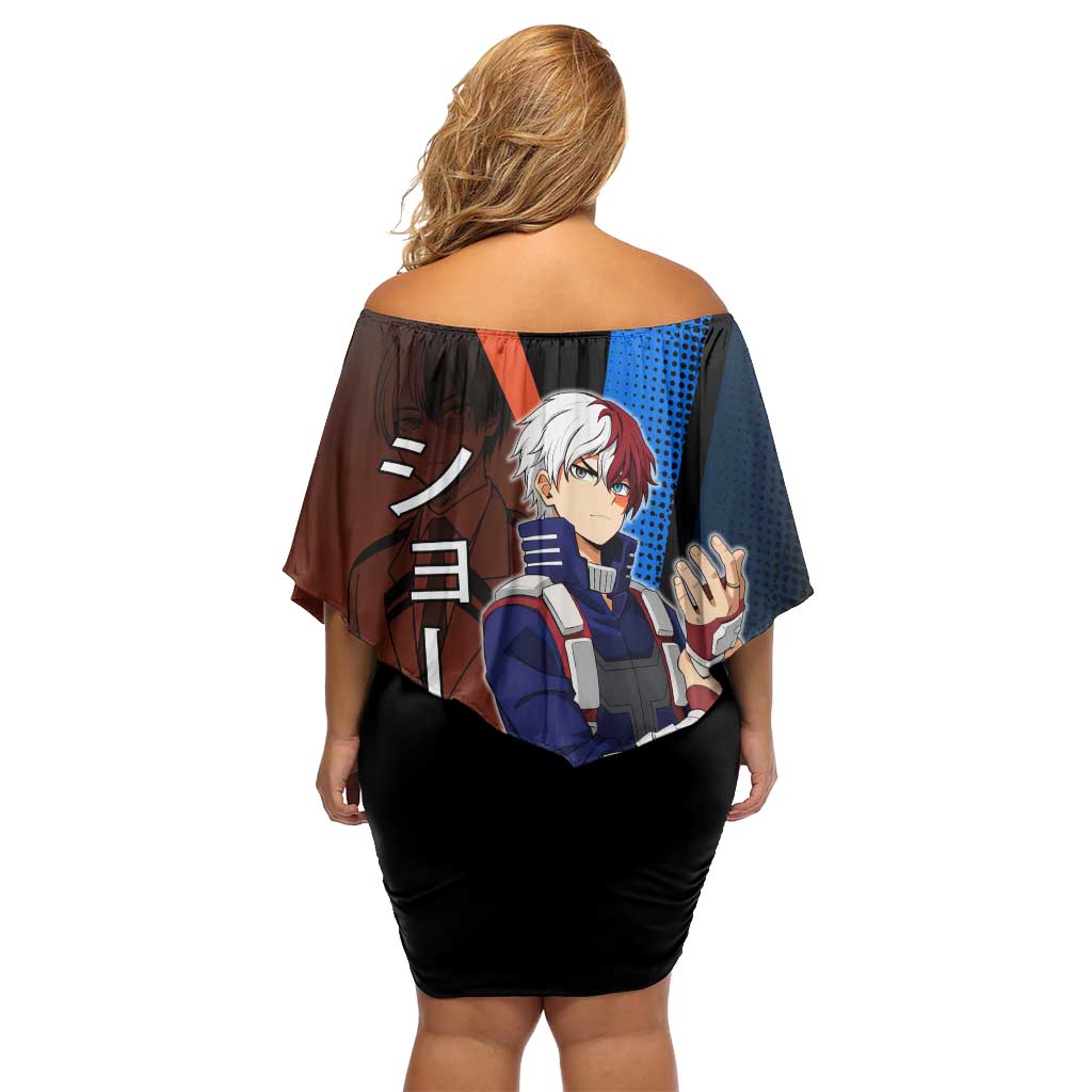 Shoto Todoroki Half-Cold Half-Hot Off Shoulder Short Dress Japanese Comic Book Style