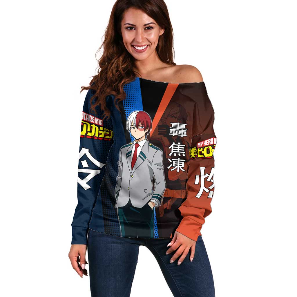 Shoto Todoroki Half-Cold Half-Hot Off Shoulder Sweater Japanese Comic Book Style