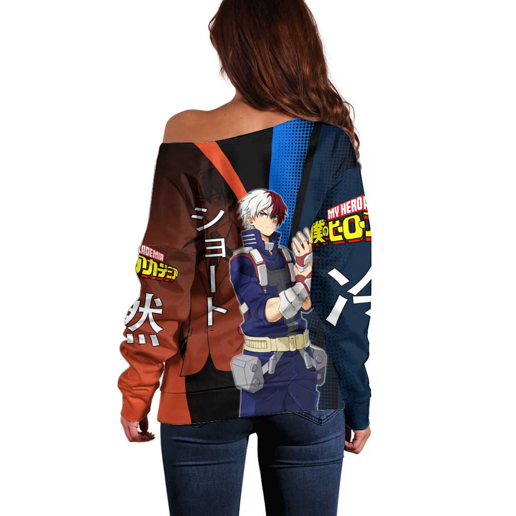Shoto Todoroki Half-Cold Half-Hot Off Shoulder Sweater Japanese Comic Book Style