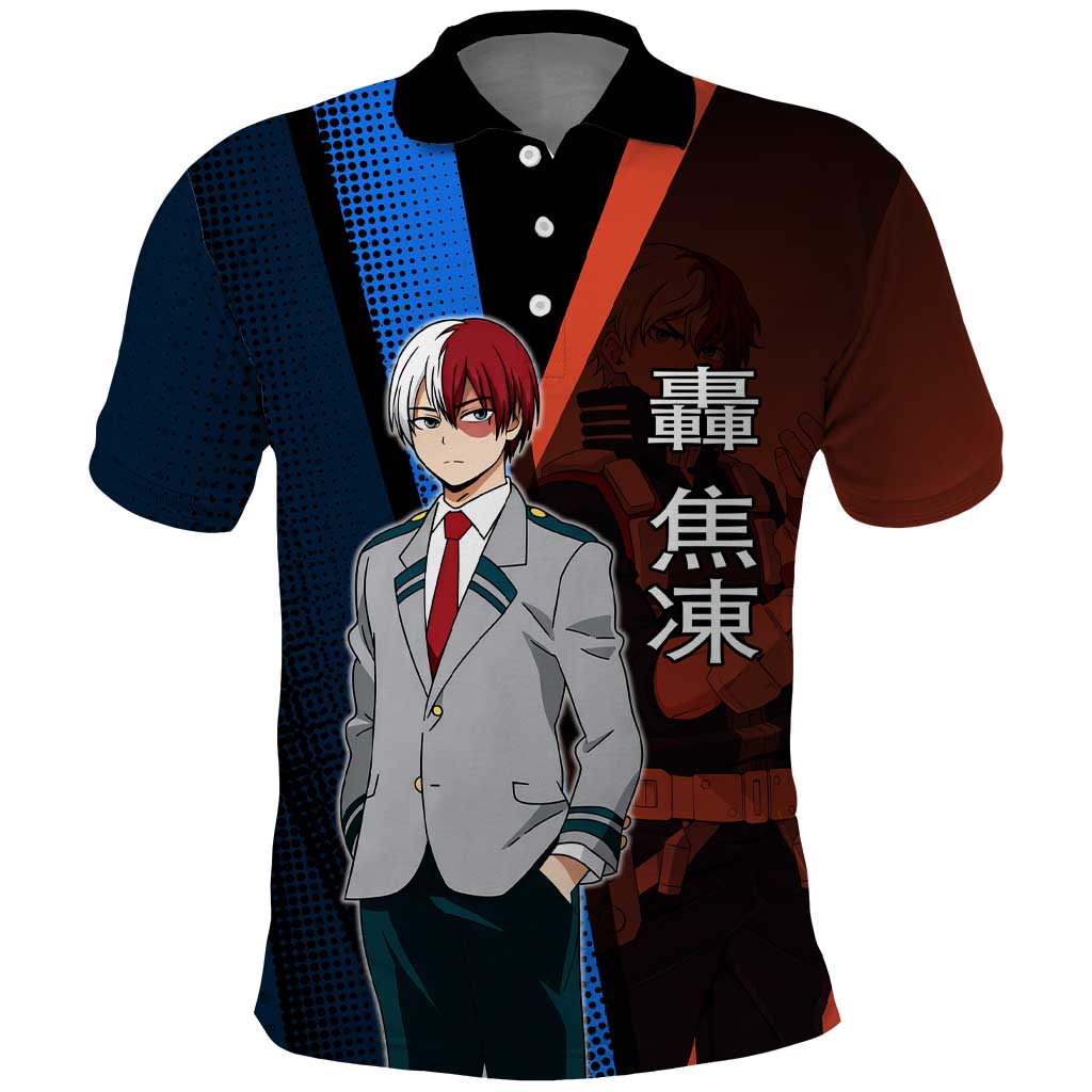 Shoto Todoroki Half-Cold Half-Hot Polo Shirt Japanese Comic Book Style
