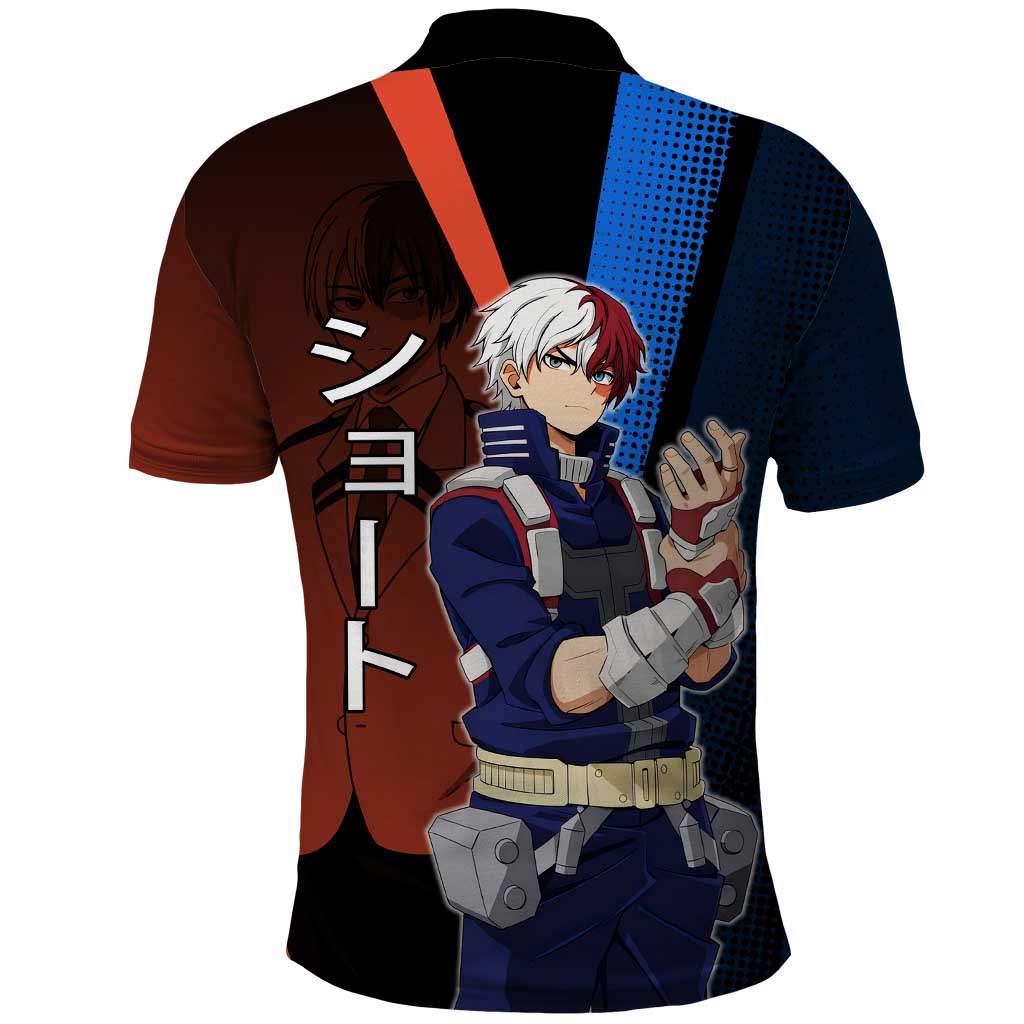 Shoto Todoroki Half-Cold Half-Hot Polo Shirt Japanese Comic Book Style