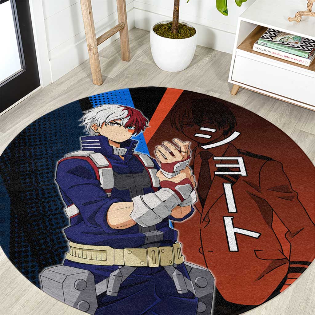 Shoto Todoroki Half-Cold Half-Hot Round Carpet Japanese Comic Book Style