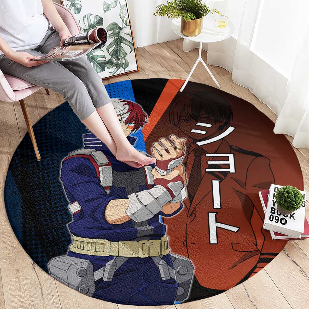 Shoto Todoroki Half-Cold Half-Hot Round Carpet Japanese Comic Book Style
