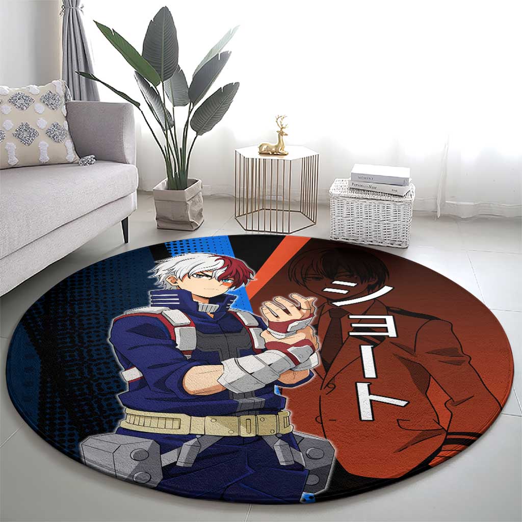 Shoto Todoroki Half-Cold Half-Hot Round Carpet Japanese Comic Book Style