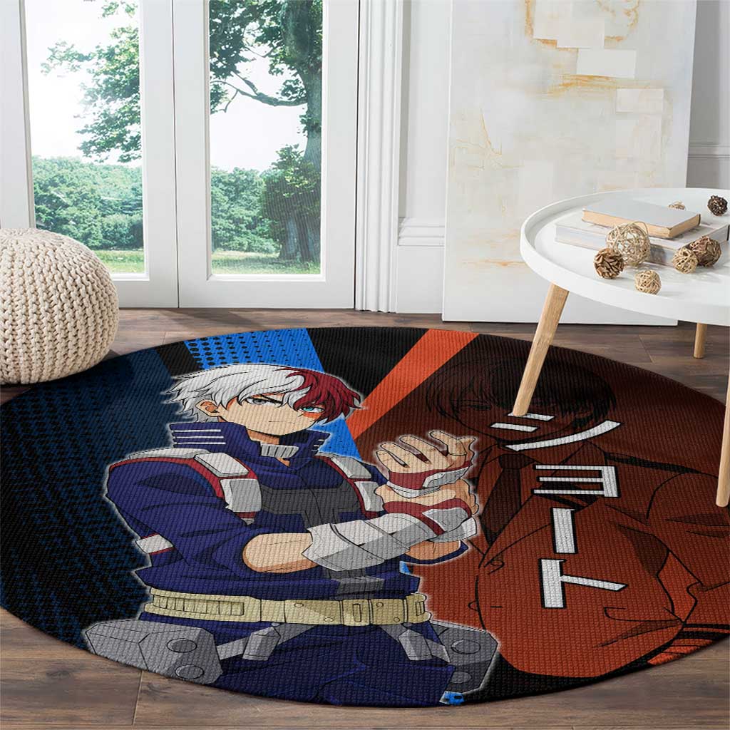 Shoto Todoroki Half-Cold Half-Hot Round Carpet Japanese Comic Book Style