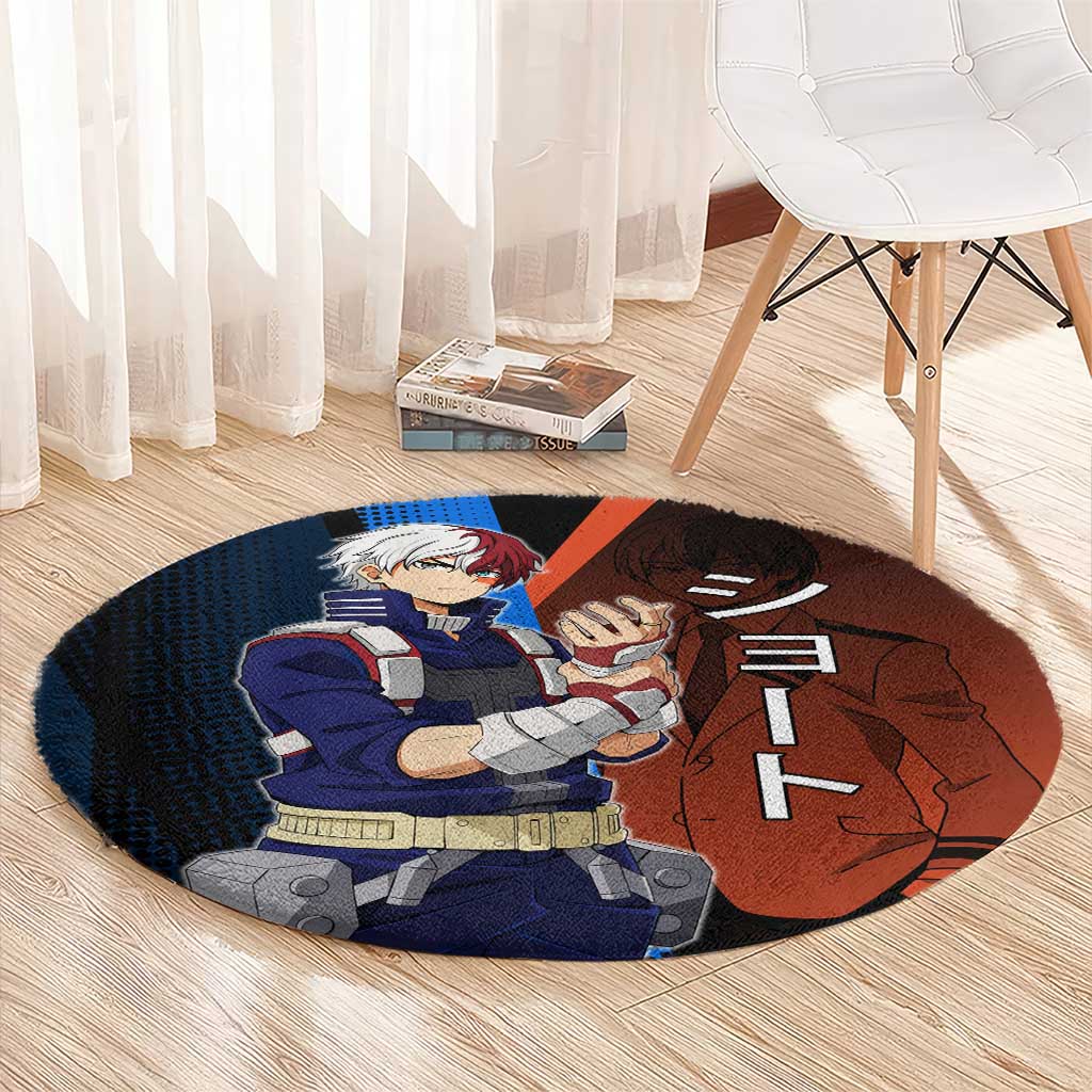 Shoto Todoroki Half-Cold Half-Hot Round Carpet Japanese Comic Book Style