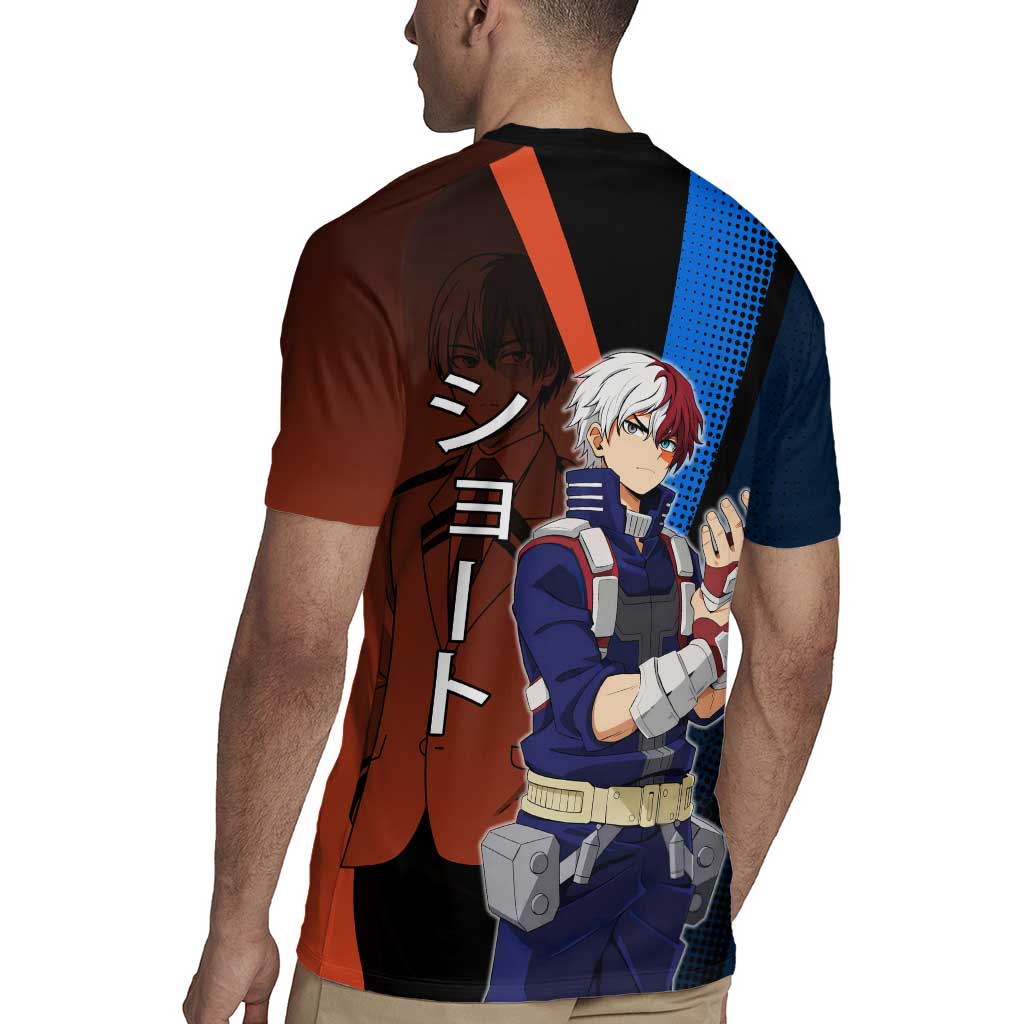 Shoto Todoroki Half-Cold Half-Hot Rugby Jersey Japanese Comic Book Style