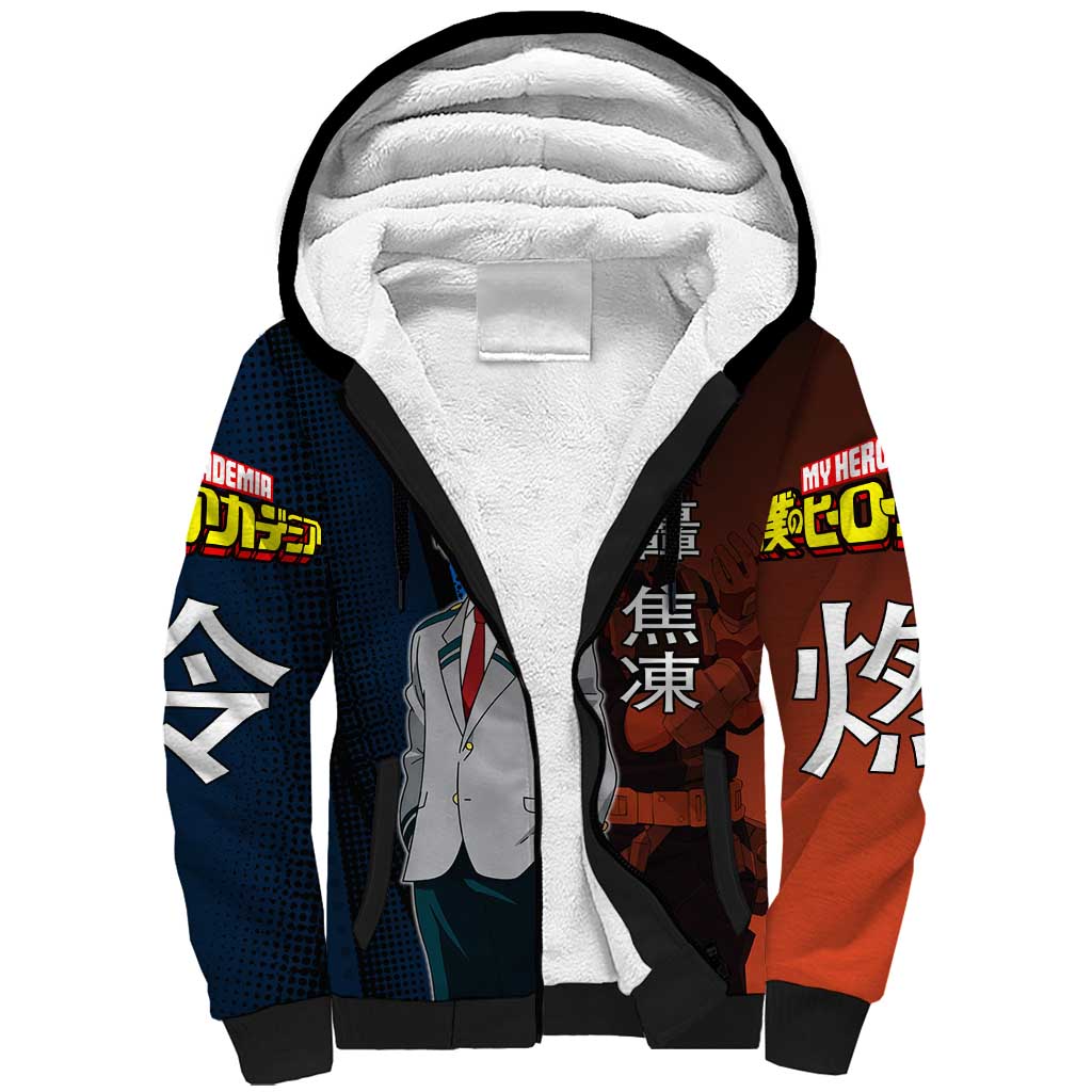 Shoto Todoroki Half-Cold Half-Hot Sherpa Hoodie Japanese Comic Book Style