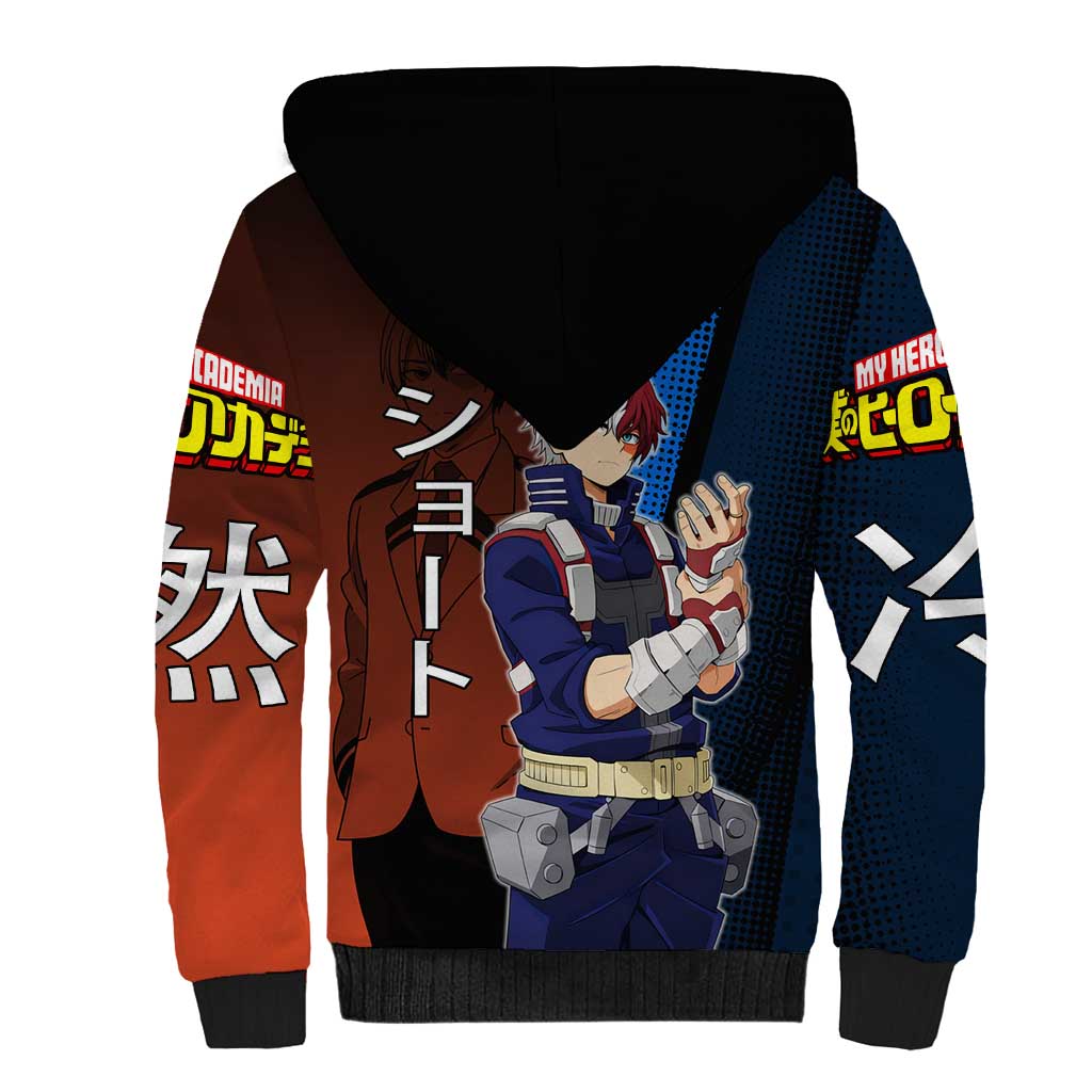 Shoto Todoroki Half-Cold Half-Hot Sherpa Hoodie Japanese Comic Book Style