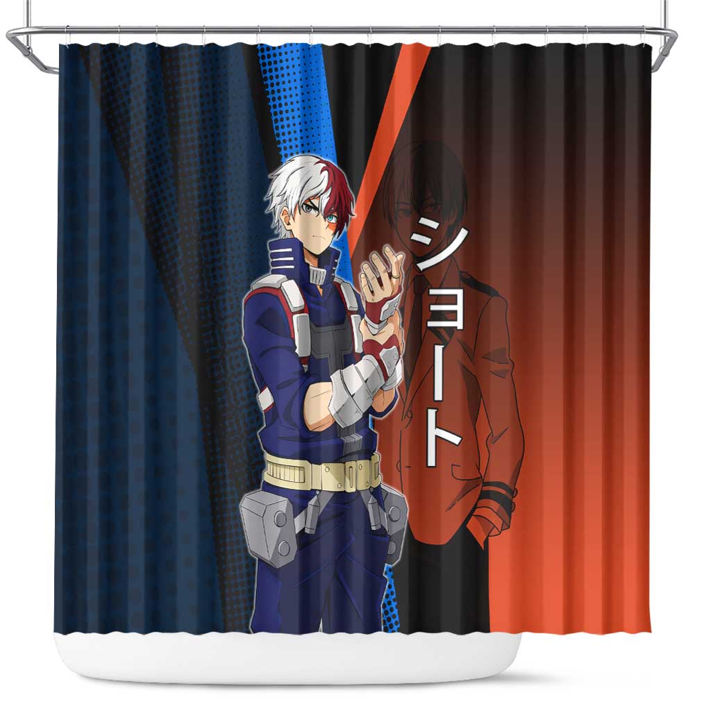 Shoto Todoroki Half-Cold Half-Hot Shower Curtain Japanese Comic Book Style