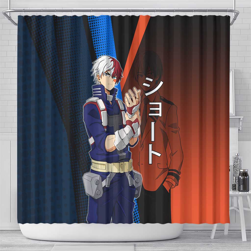 Shoto Todoroki Half-Cold Half-Hot Shower Curtain Japanese Comic Book Style