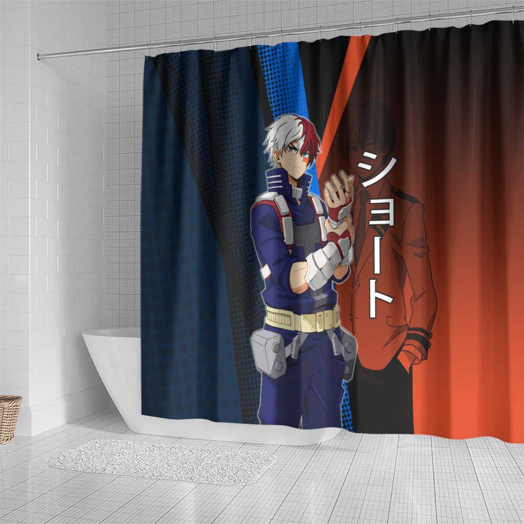 Shoto Todoroki Half-Cold Half-Hot Shower Curtain Japanese Comic Book Style