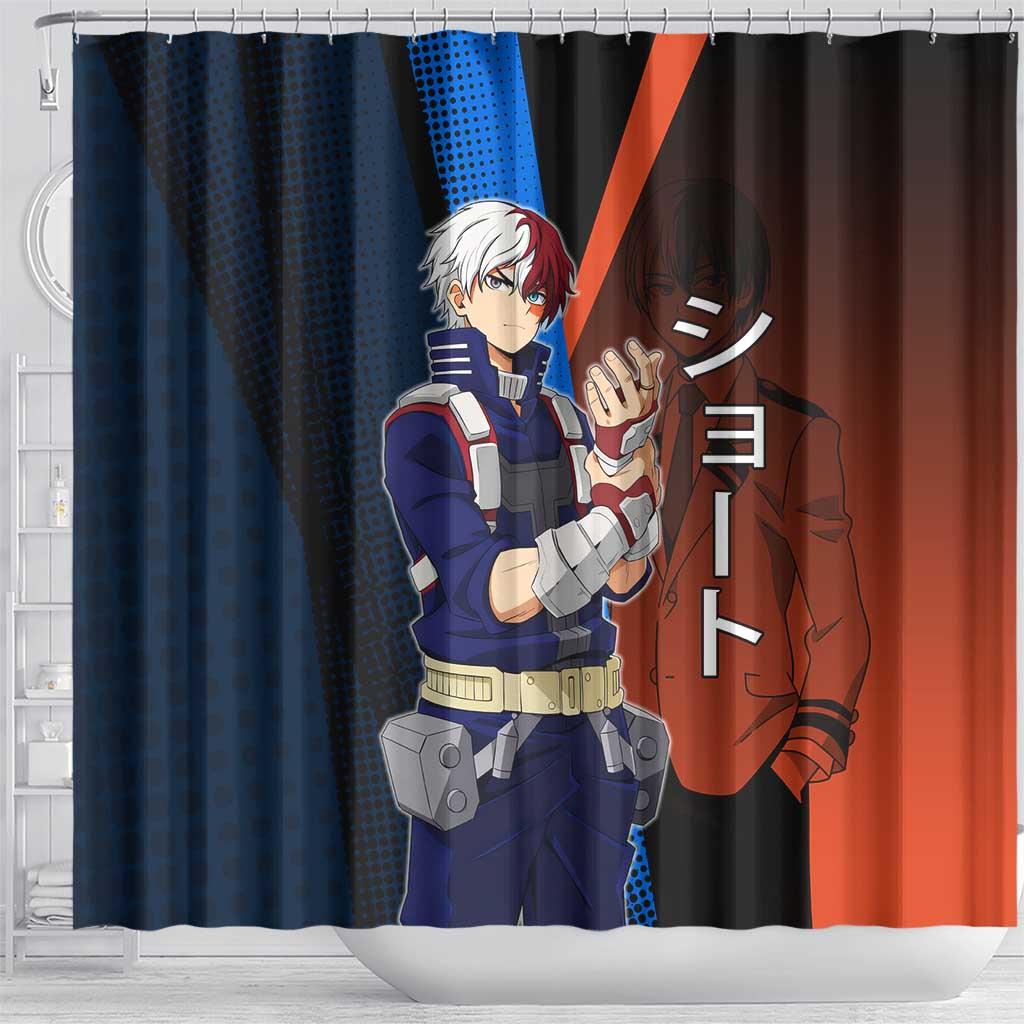 Shoto Todoroki Half-Cold Half-Hot Shower Curtain Japanese Comic Book Style
