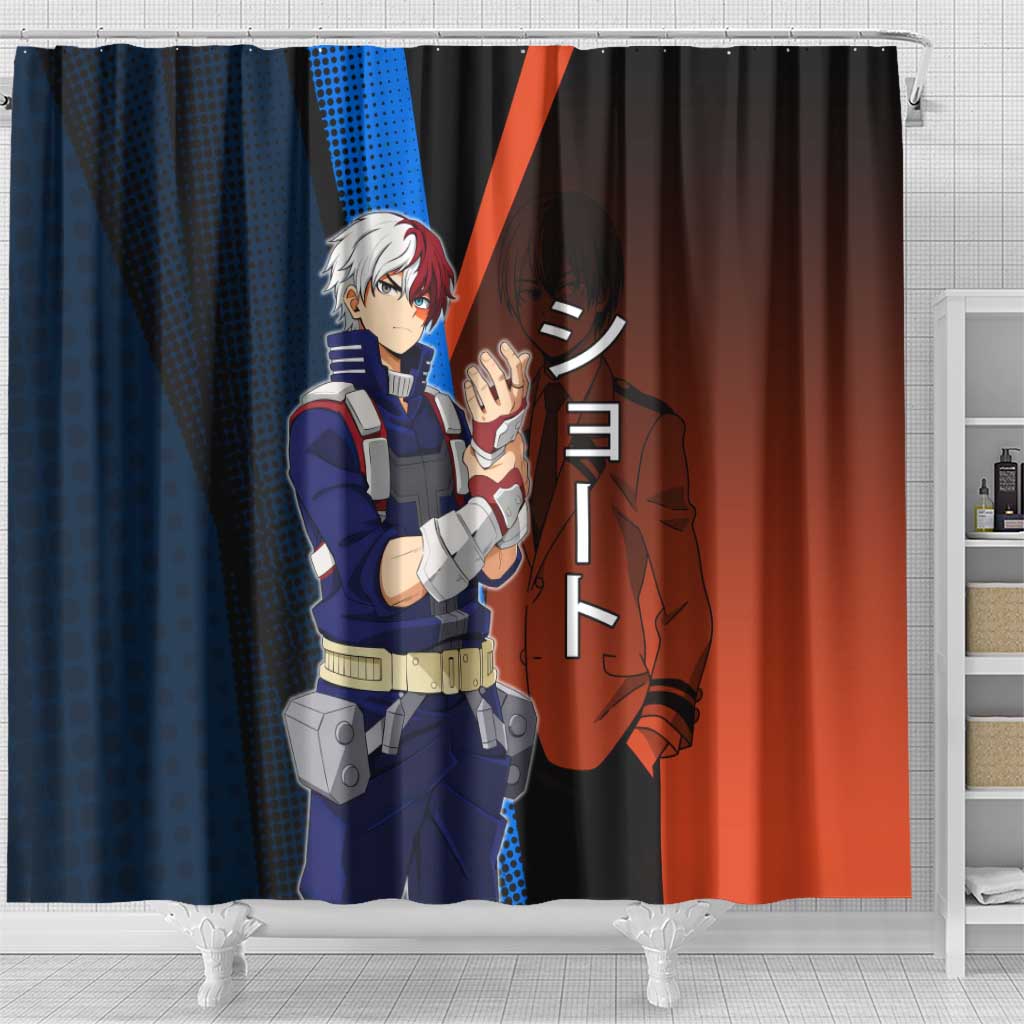 Shoto Todoroki Half-Cold Half-Hot Shower Curtain Japanese Comic Book Style