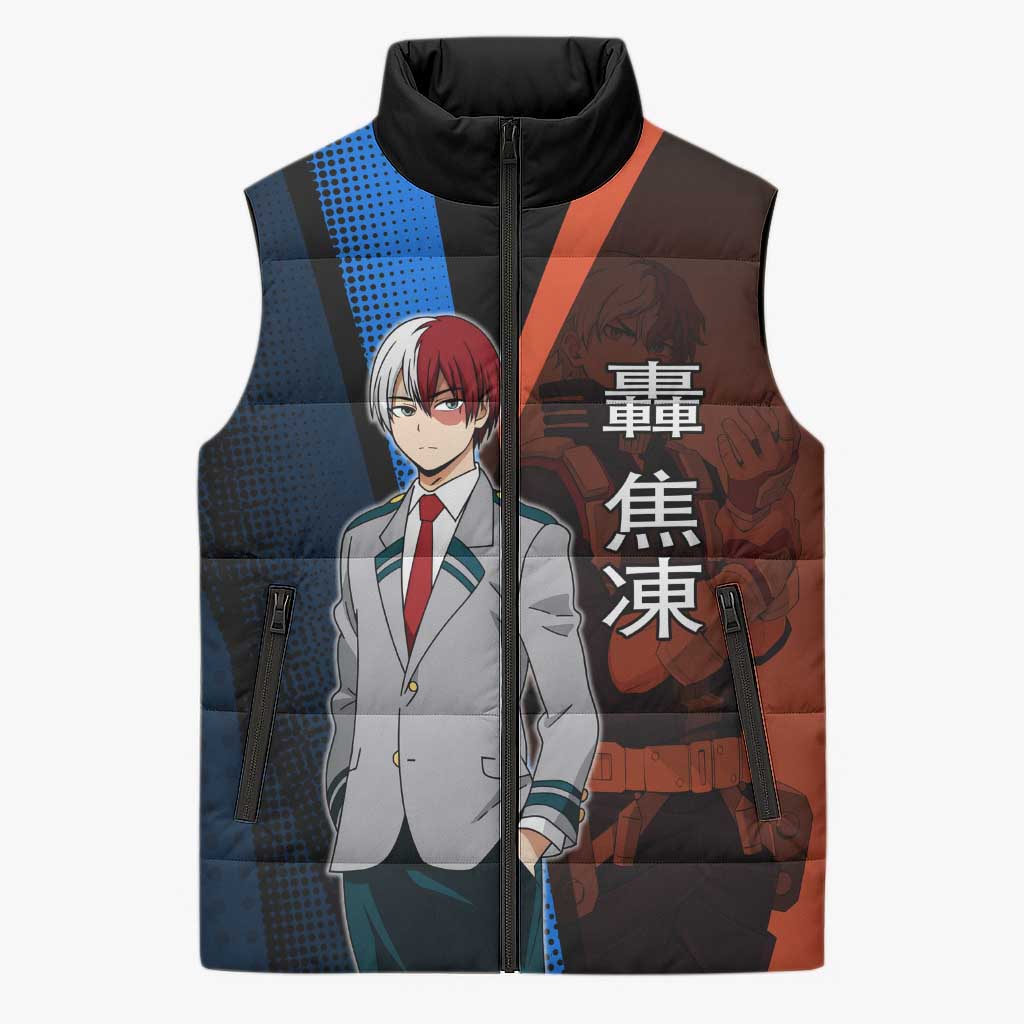 Shoto Todoroki Half-Cold Half-Hot Sleeveless Puffer Jacket Japanese Comic Book Style